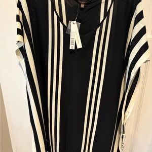 Adrienne Vittadini Navy and White Striped Cape